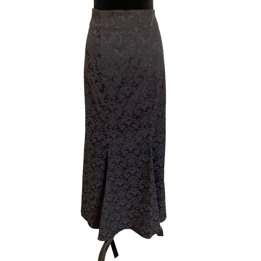 ChicStar Black Damask Maxi Skirt Corset Lace Up Back Mermaid Goth Size 42
